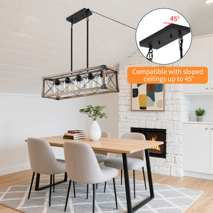 Taimei Fioris 32 in. 5-Light Industrial Farmhouse Rectangle Pendant Light With Lampshades 6_3f5c2e06-2e93-4372-8135-3963e0bdfd36