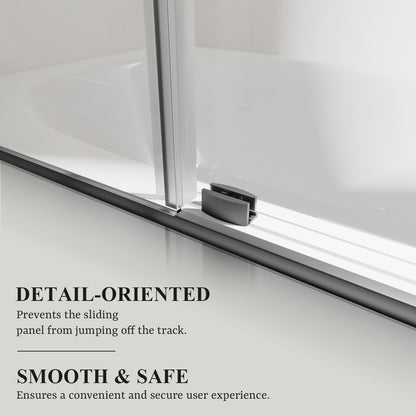 Nivorix Nexus 60 in. W x 60 in. H Sliding Semi-Frameless Tub Door with Clear Tempered Glass