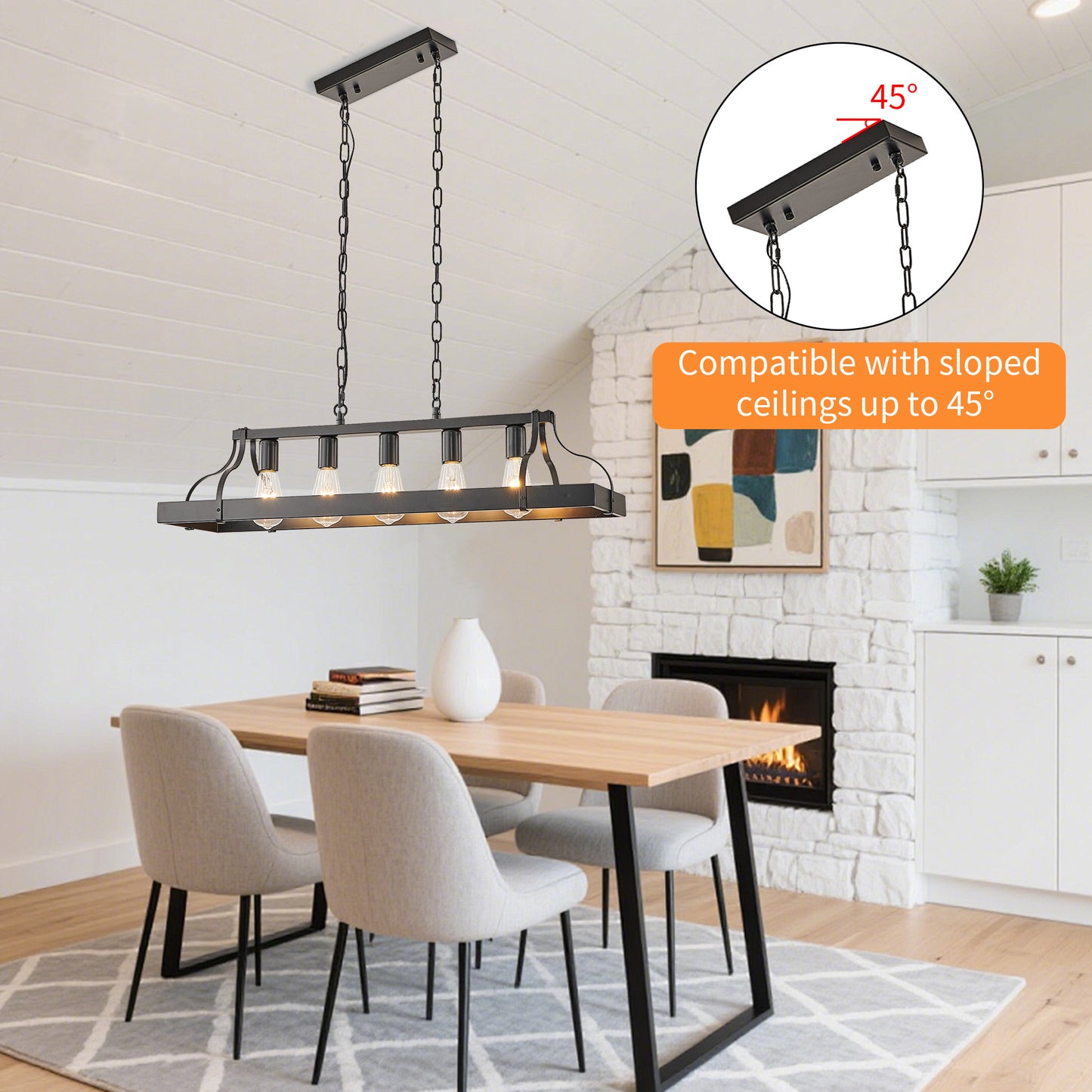 Taimei Olla 34 in. 5-Light Modern Farmhouse Chandelier Light