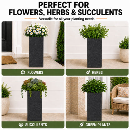 Grevia 10.75 in. Gray Magnesium Oxide Floor Planter for Indoor Outdoor Use
