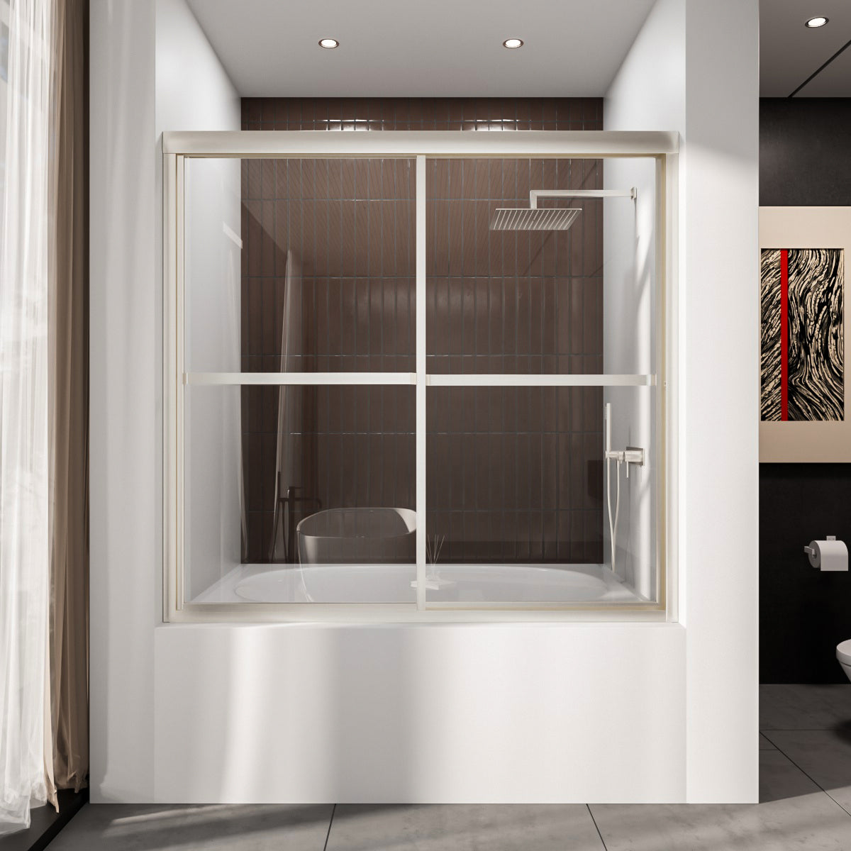 Niveal Luminous 59 in. W x 56 in. H Sliding Framed Tub Door with Clear Tempered Glass 6_4721e952-4a70-480f-ba25-02fca65ba032