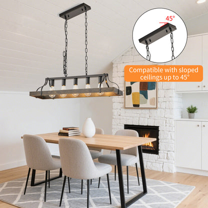 Taimei Xalira 34 in. Industrial Chandelier Light with 5 E26 Bulb Sockets