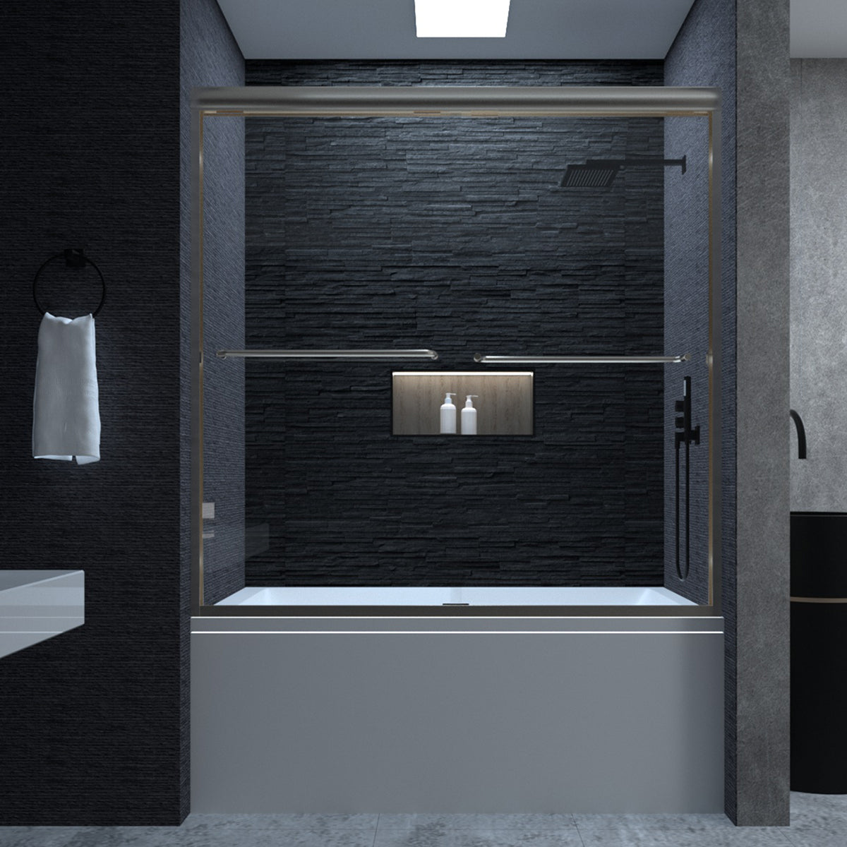 Niveal Ruhr 60 in. W x 56 in. H Sliding Semi Frameless Tub Door with Clear Glass 6_51ecbc31-151e-4230-9b13-cb66d3deaf06