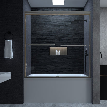 Niveal Ruhr 60 in. W x 56 in. H Sliding Semi Frameless Tub Door with Clear Glass 6_51ecbc31-151e-4230-9b13-cb66d3deaf06