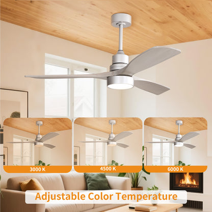 Taimei Selen 52 in. Downrod Standard Ceiling Fan with Integrated LED with Remote Included 3-Blade Reversible