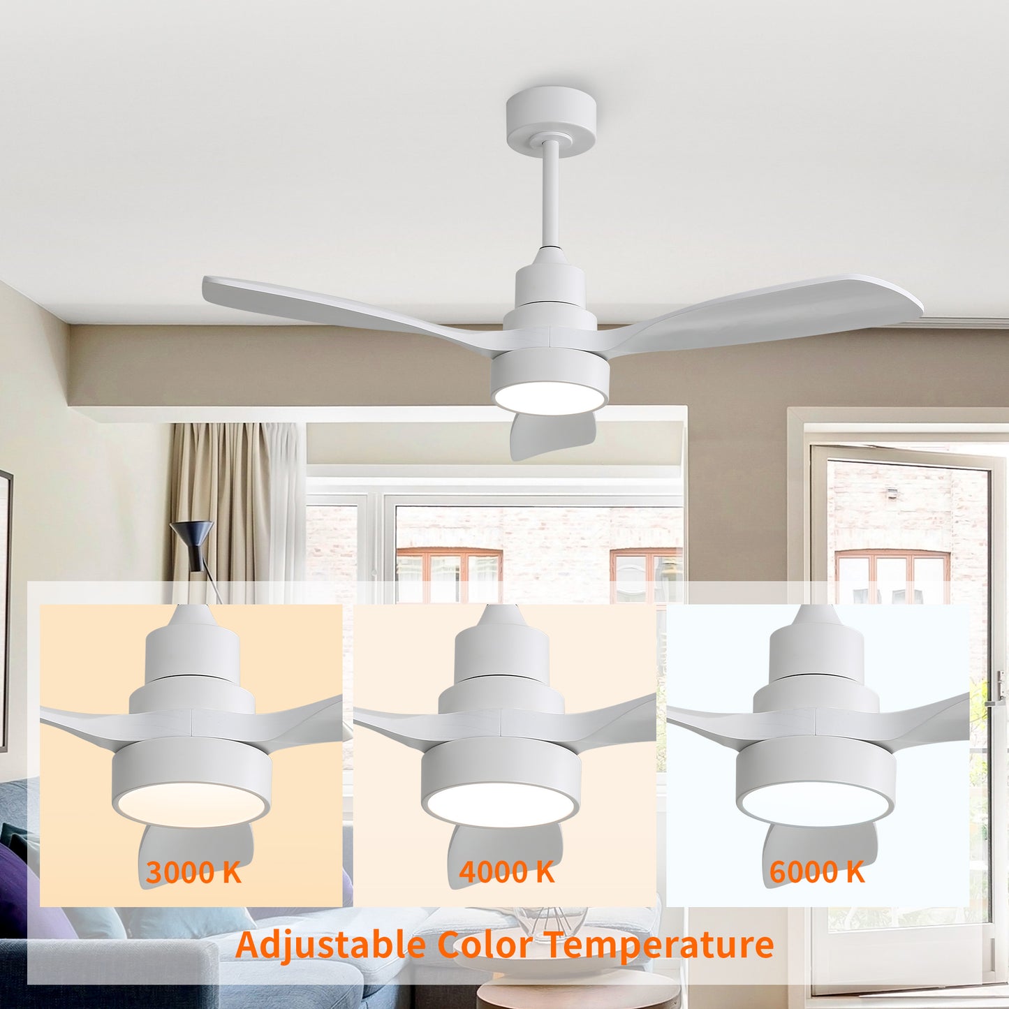 Taimei Auris 48 in. Downrod Standard Ceiling Fan with Integrated LED with Remote Included 3-Reversible Blades