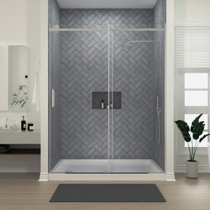 Niveal Vista 60 in. W x 76 in. H Sliding Semi-Frameless Shower Door with Clear Glass