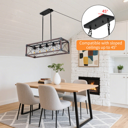 Taimei Fioris 32 in. 5-Light Industrial Farmhouse Rectangle Pendant Light With Lampshades 6_6eaa4e43-098d-44da-a70b-9afee73615c6