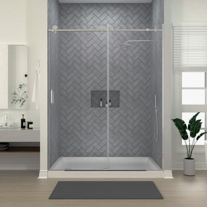 Niveal Luxe 60 in. W x 76 in. H Sliding Semi-Frameless Shower Door with Clear Glass