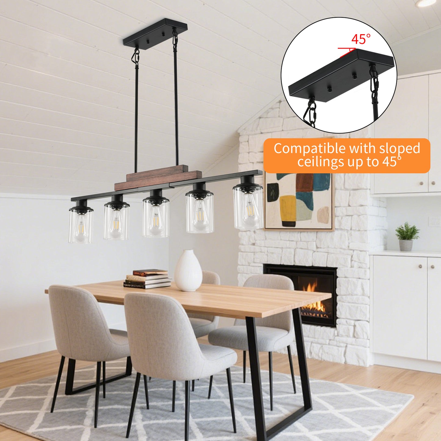 Taimei Aero 37 in. Industrial 5-Light Chandelier with Clear Glass Shades 6_73f1bd79-302b-474b-bb1e-406322e994e1
