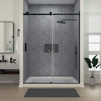 Niveal Vista 60 in. W x 76 in. H Sliding Semi-Frameless Shower Door with Clear Glass