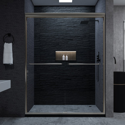 Niveal Vale 60 in. W x 72 in. H Sliding Semi-Frameless Shower Door with Clear Glass