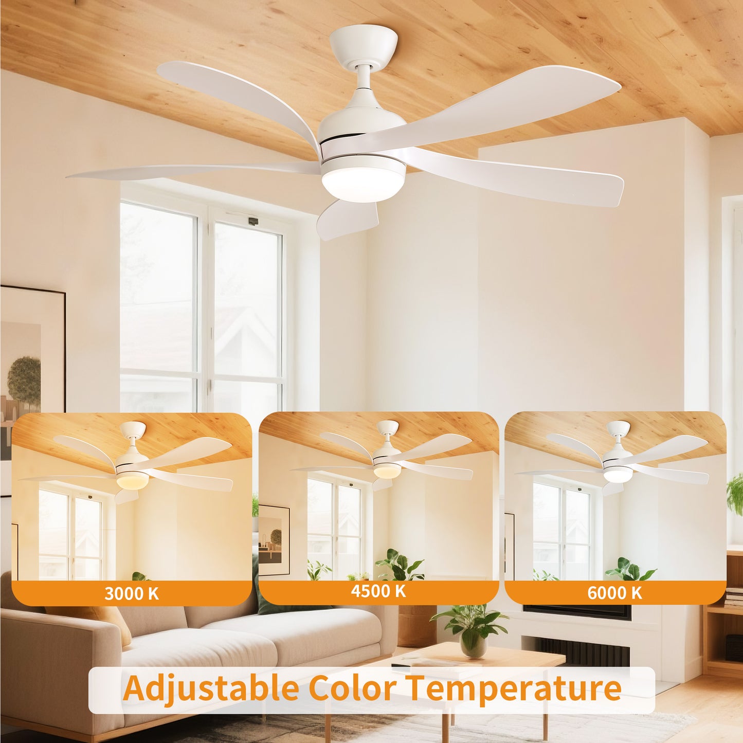Taimei Sleek 52 in. Ceiling Fan - 5 Precision ABS Blades with Soft LED Light and Whisper-Quiet 6-Speed Remote Control 6_7fd31e64-2377-4779-9d62-64458faf5900