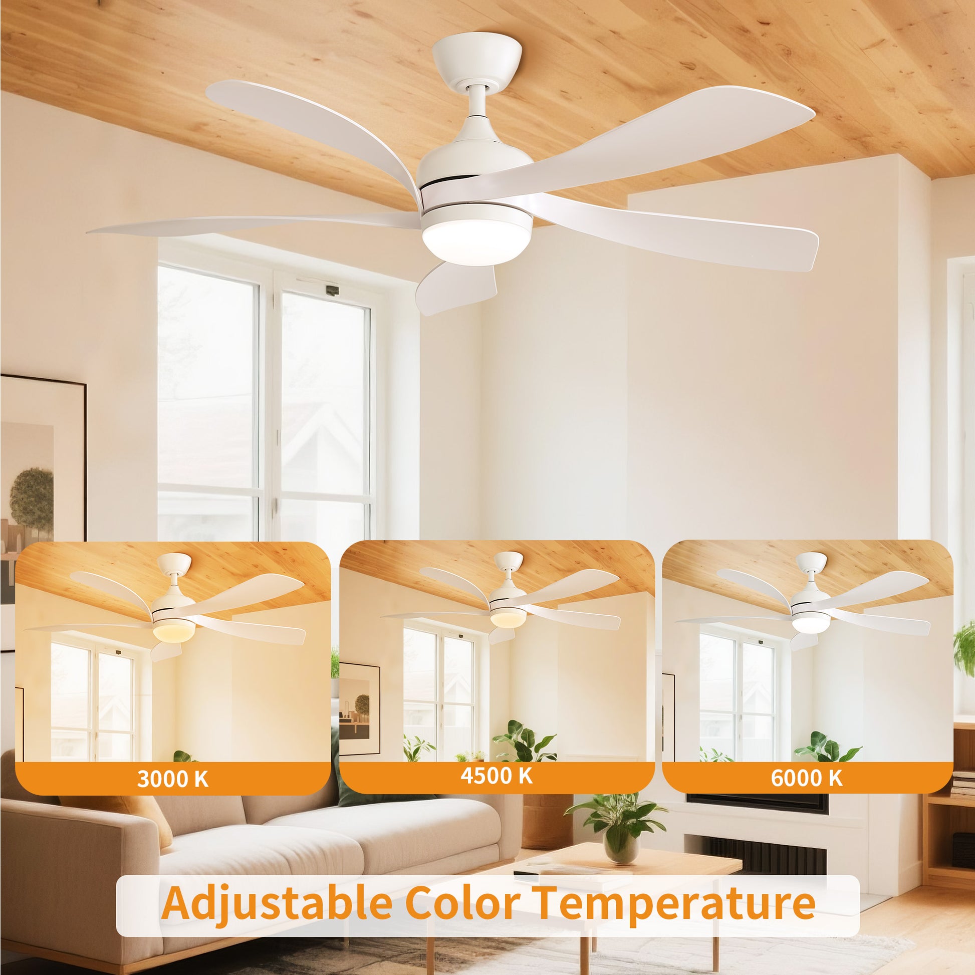 Taimei Sleek 52 in. Ceiling Fan - 5 Precision ABS Blades with Soft LED Light and Whisper-Quiet 6-Speed Remote Control 6_7fd31e64-2377-4779-9d62-64458faf5900