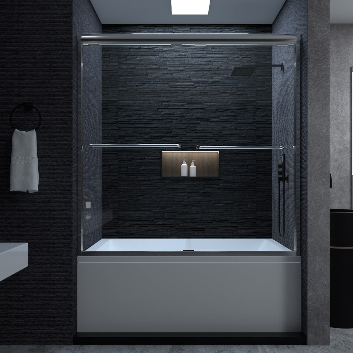 Niveal Ruhr 60 in. W x 56 in. H Sliding Semi Frameless Tub Door with Clear Glass 6_8003abd8-276b-4cc0-93a3-5848be69f83f