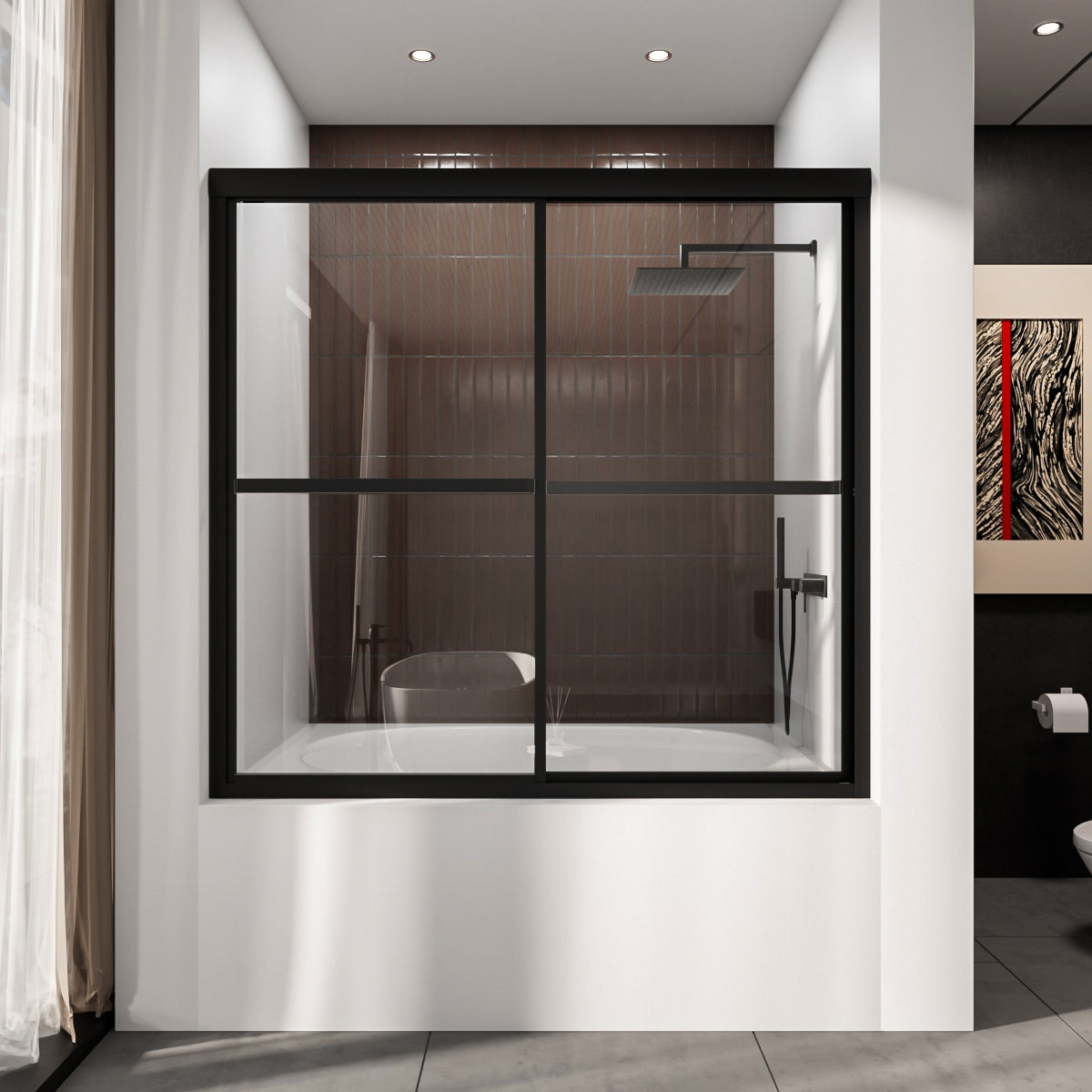 Niveal Luminous 59 in. W x 56 in. H Sliding Framed Tub Door with Clear Tempered Glass 6_8682cdf5-cd66-4a19-8dfd-04e3730dd70a