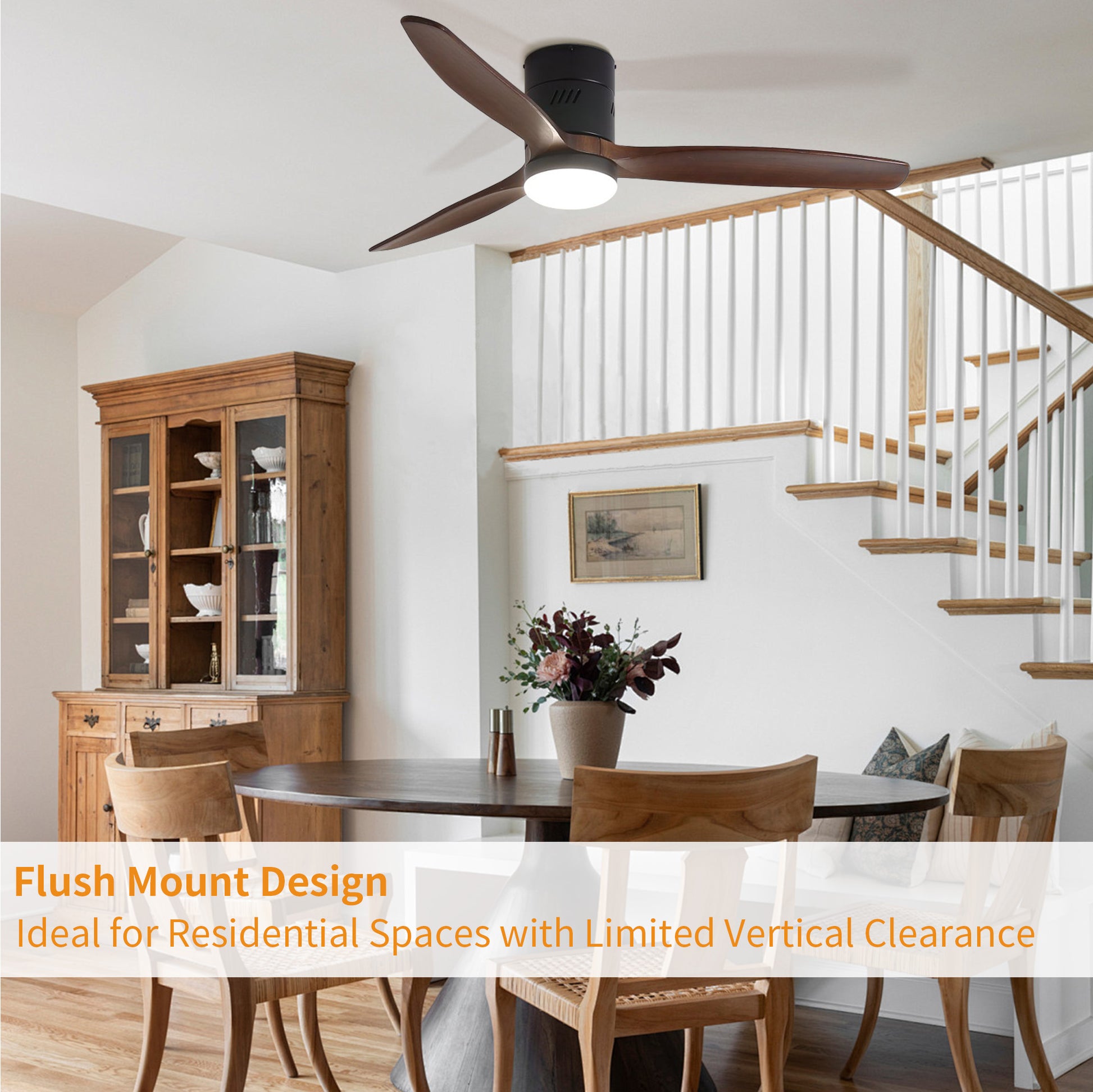 Taimei Ryme 52 in. Flush Mount Ceiling Fan with Light and Remote, DC Motor, Reversible 6_8ae66fa9-fb82-4ab8-815c-f9eaa1f4abad