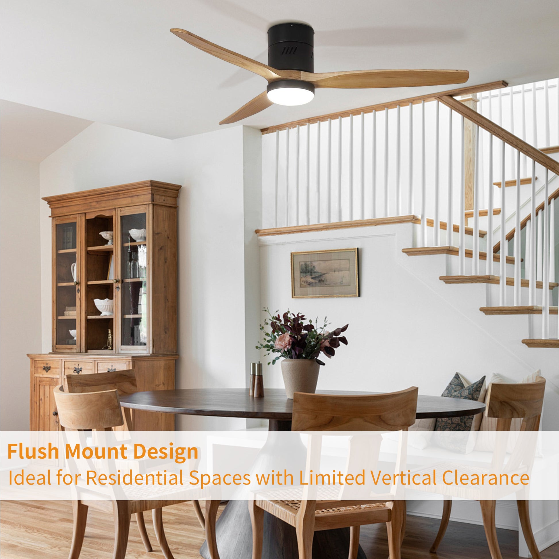Taimei Ryme 52 in. Flush Mount Ceiling Fan with Light and Remote, DC Motor, Reversible 6_8bb8bea5-932b-446b-9f24-08ee297536e7