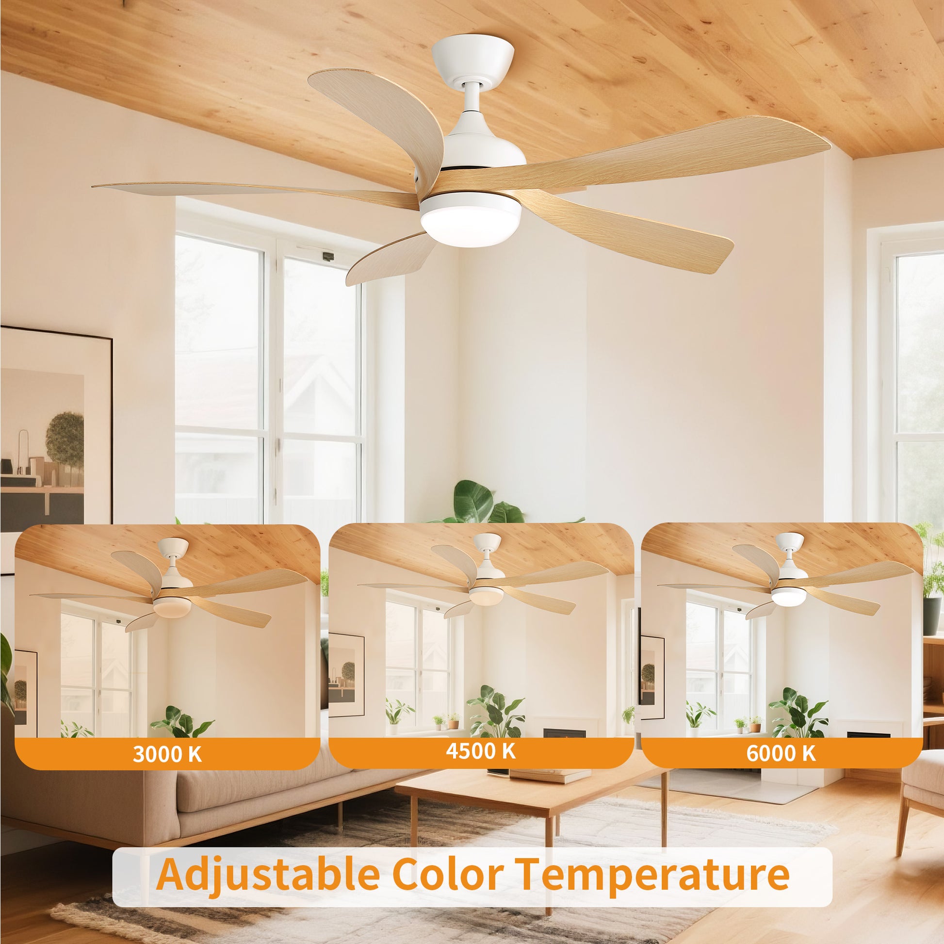 Taimei Sleek 52 in. Ceiling Fan - 5 Precision ABS Blades with Soft LED Light and Whisper-Quiet 6-Speed Remote Control 6_94219db6-267f-4002-8a03-83a874c1f456