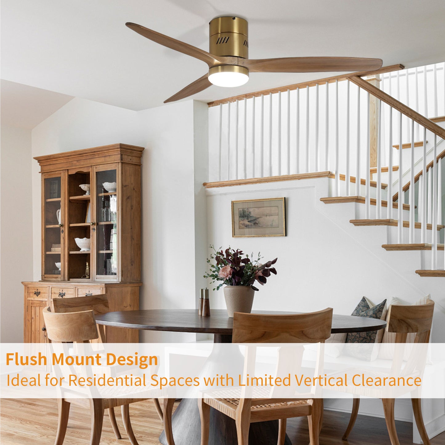 Taimei Ryme 52 in. Flush Mount Ceiling Fan with Light and Remote, DC Motor, Reversible 6_9eddbed2-c95d-4863-8fba-67ec61c2bc19