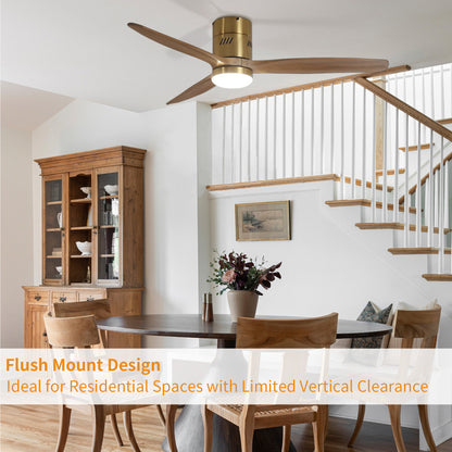 Taimei Ryme 52 in. Flush Mount Ceiling Fan with Light and Remote, DC Motor, Reversible 6_9eddbed2-c95d-4863-8fba-67ec61c2bc19