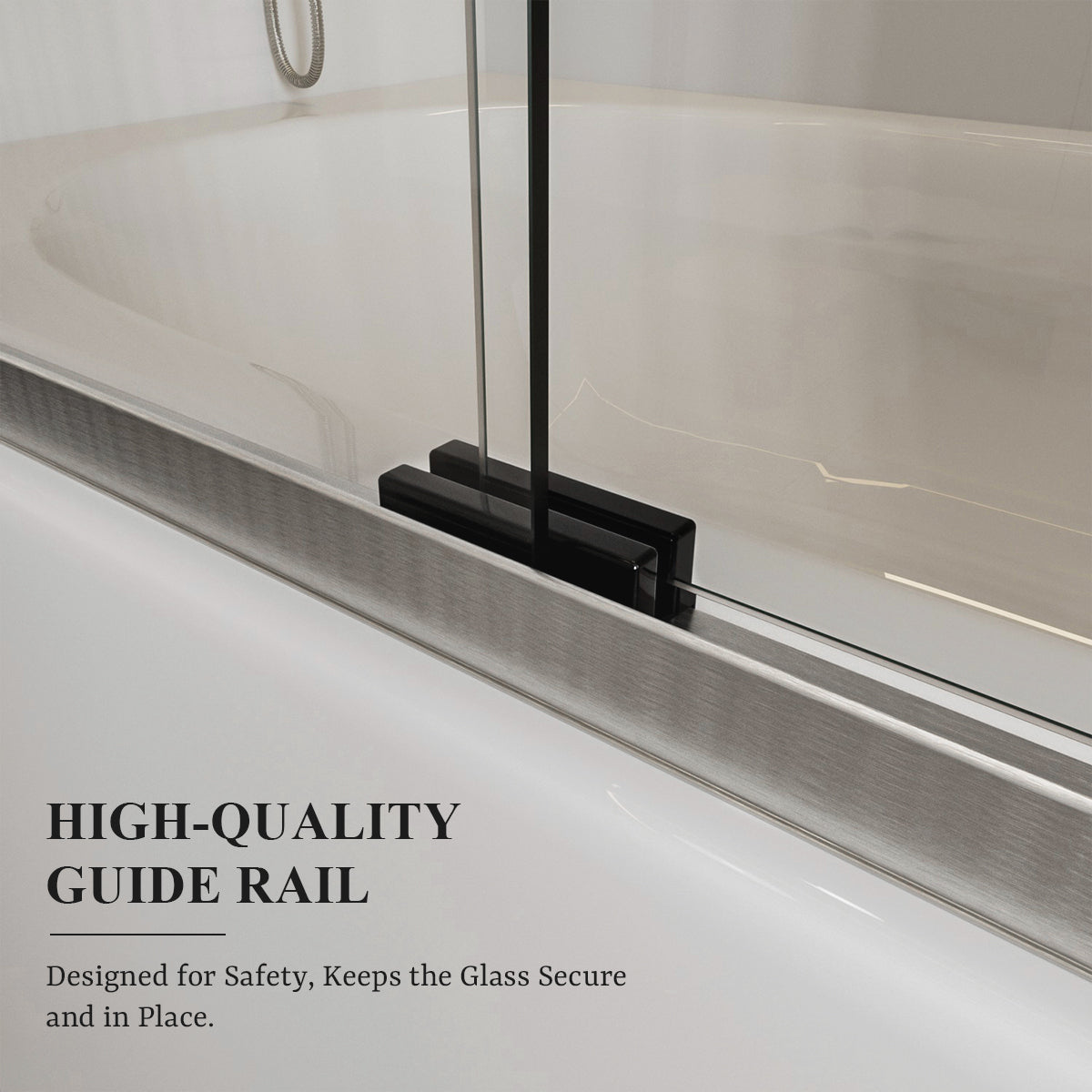 Nivorix Ridge 56 in. W x 60 in. H Sliding Semi-Frameless Tub Door with Clear Glass