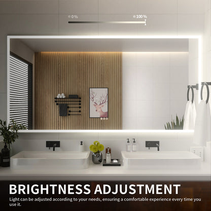 Niveal LMO Series Rectangular Frameless LED Wall Bathroom Vanity Mirror