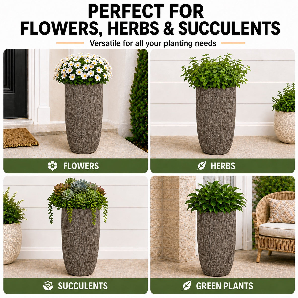 Solis 27 in. Outdoor Tall Magnesium Oxide Planter Wood