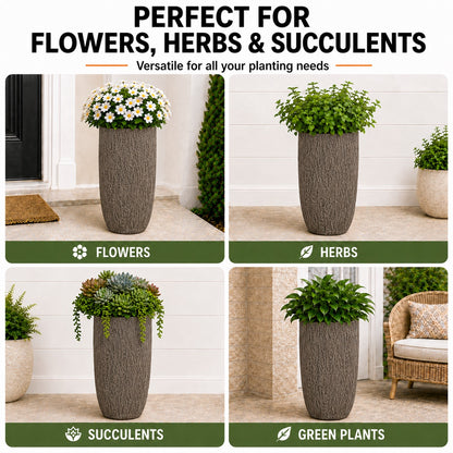 Solis 27 in. Outdoor Tall Magnesium Oxide Planter Wood