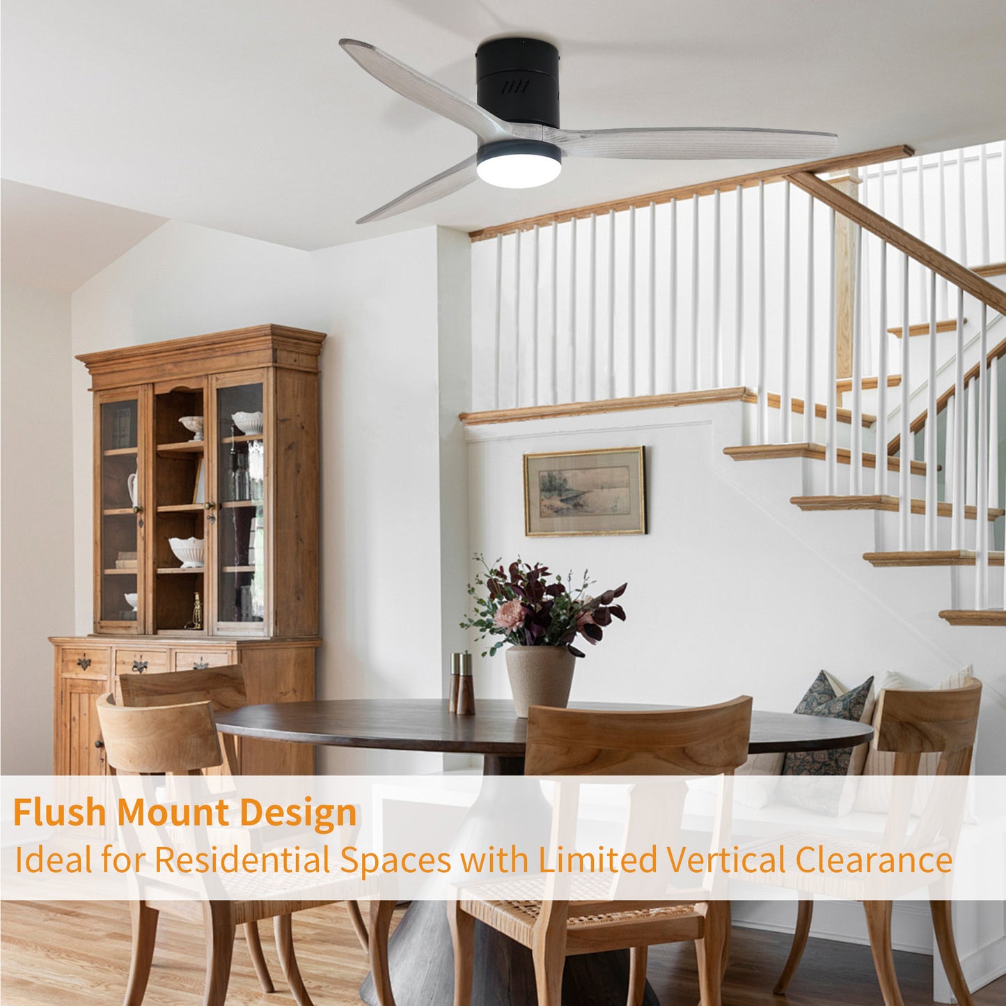 Taimei Ryme 52 in. Flush Mount Ceiling Fan with Light and Remote, DC Motor, Reversible 6_b205d670-8ac0-49b6-a65f-d64dc537a5c7