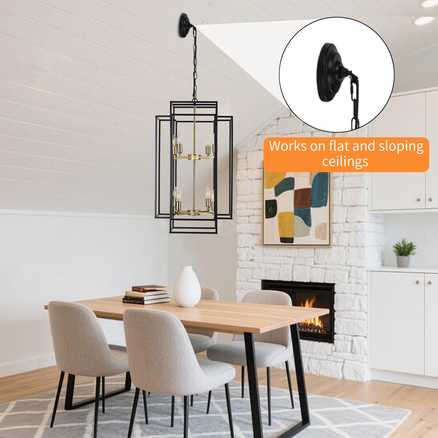 Taimei Astrale 18 in. Modern 8-Light Black Geometric Chandelier