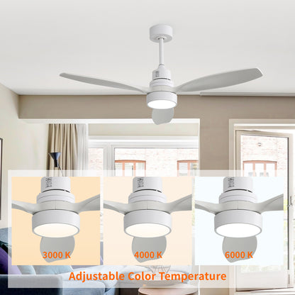 Taimei Selen 52 in. Downrod Standard Ceiling Fan with Integrated LED with Remote Included 3-Blade Reversible