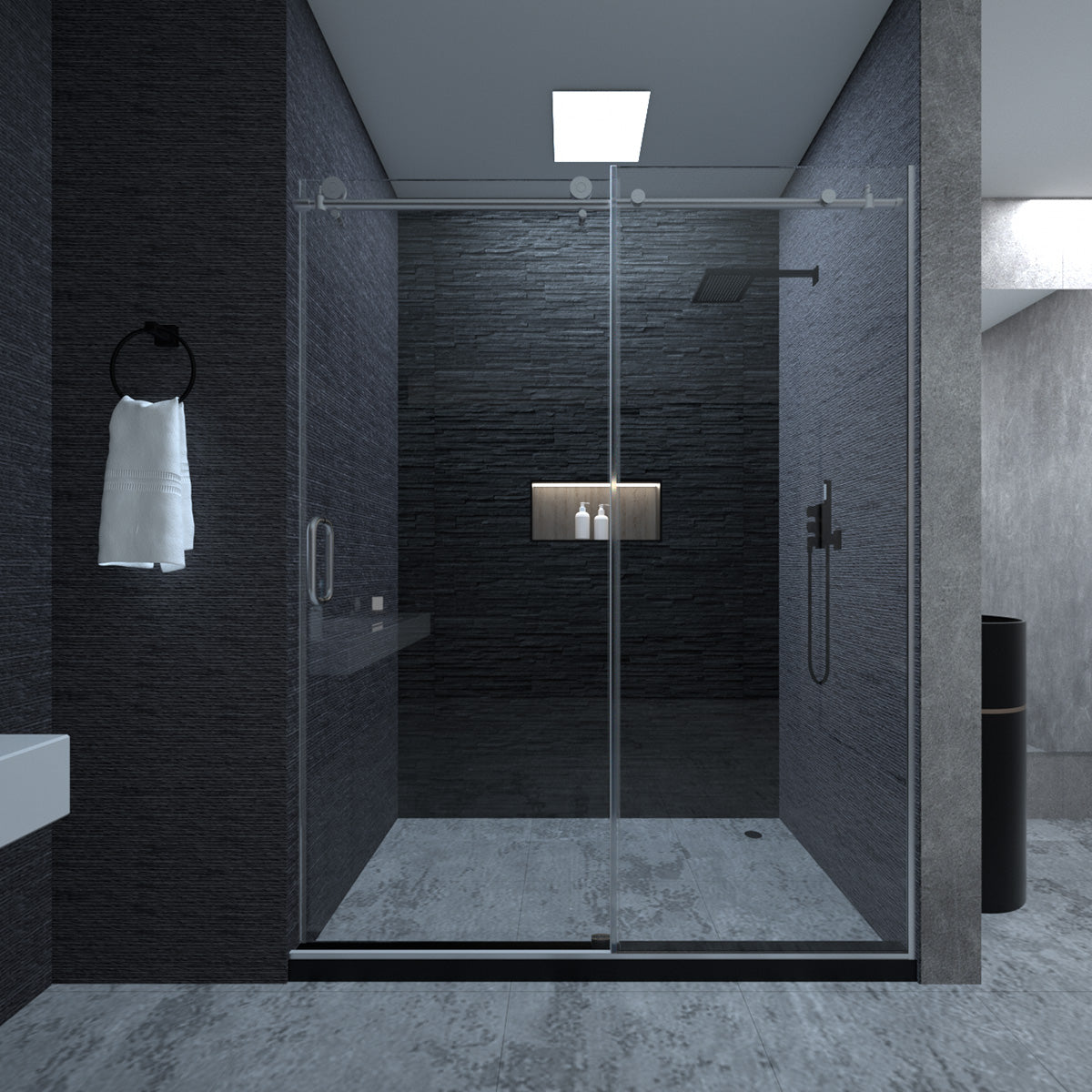 Niveal Ruhr 60 in. W x 76 in. H Sliding Semi-Frameless Shower Door with Clear Glass 6_b7043477-04bc-4a06-8ae2-6a9b891a9648