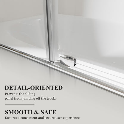 Nivorix Nexus 60 in. W x 60 in. H Sliding Semi-Frameless Tub Door with Clear Tempered Glass