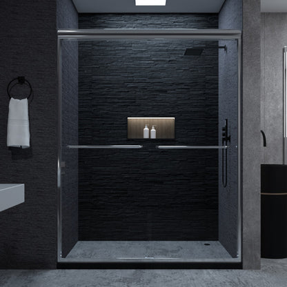 Niveal Vale 60 in. W x 72 in. H Sliding Semi-Frameless Shower Door with Clear Glass