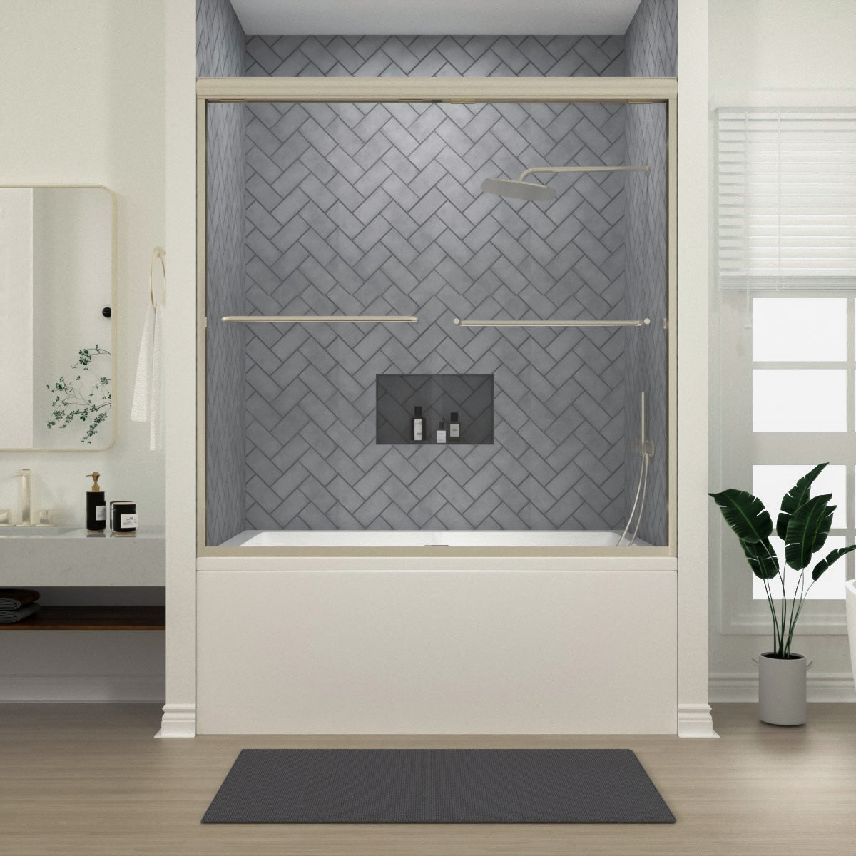 Niveal Bliss 60 in. W x 56 in. H Sliding Semi Frameless Tub Door with Clear Glass 6_cd14a32b-c86b-4b86-9f10-a3bece533e90