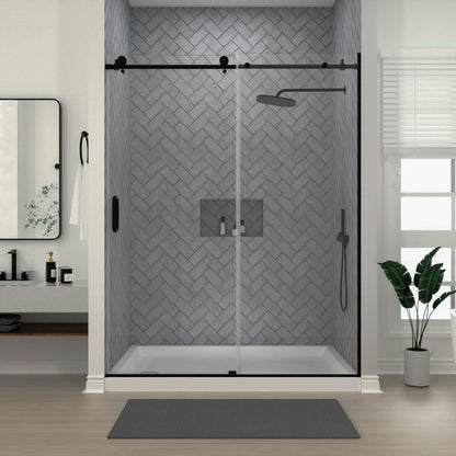 Niveal Luxe 60 in. W x 76 in. H Sliding Semi-Frameless Shower Door with Clear Glass