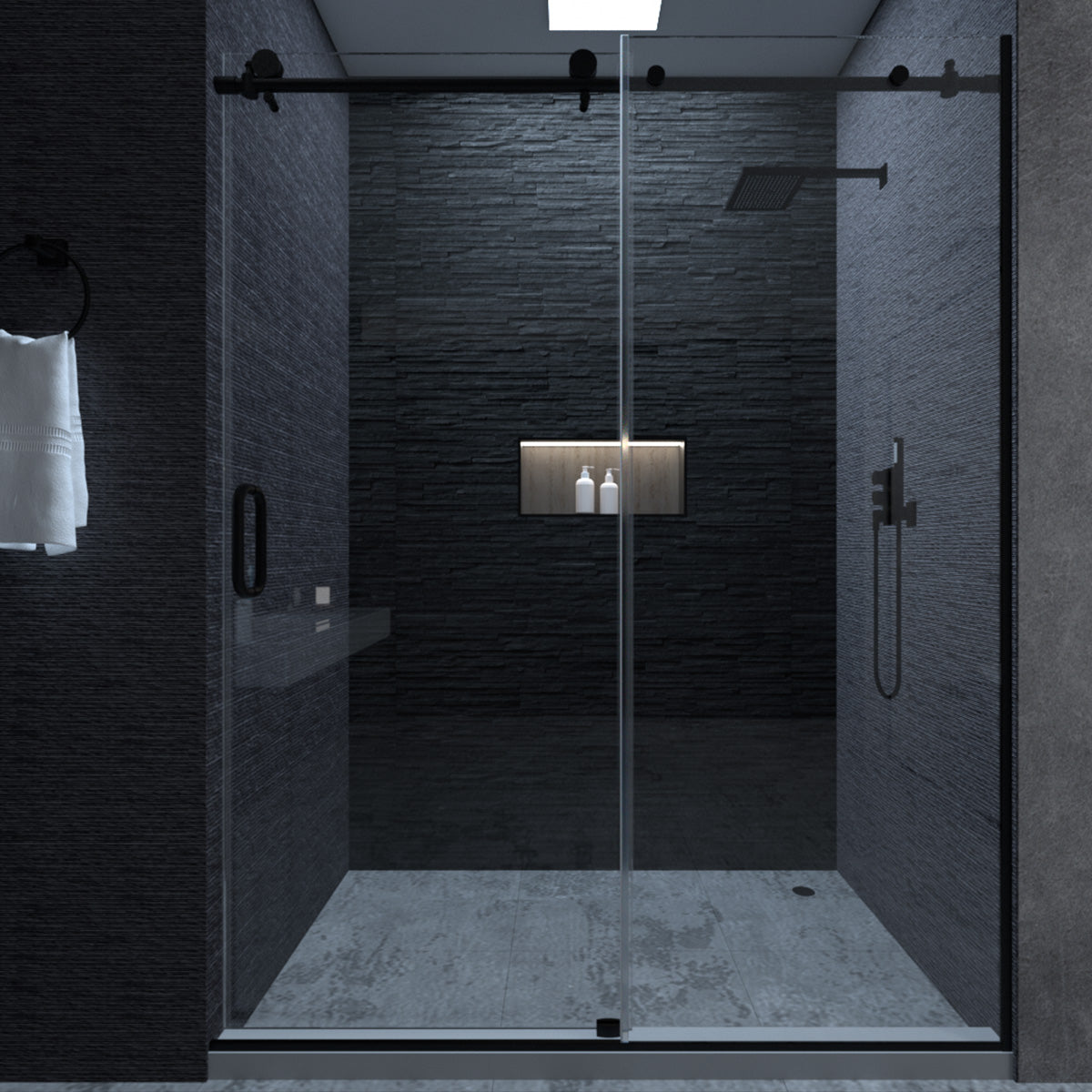 Niveal Ruhr 60 in. W x 76 in. H Sliding Semi-Frameless Shower Door with Clear Glass 6_d785e8fd-e737-43c3-92cc-03d897fb989a