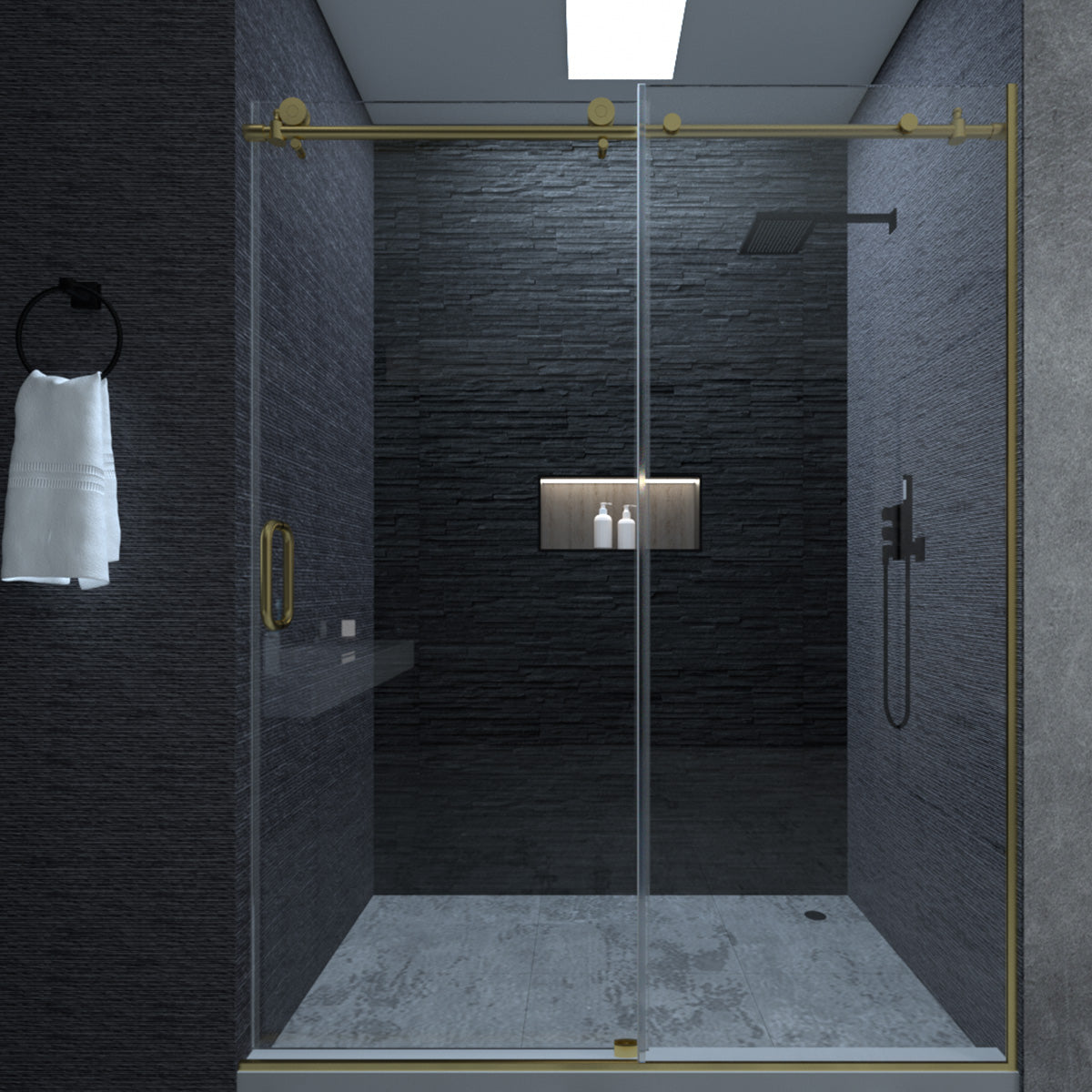 Niveal Ruhr 60 in. W x 76 in. H Sliding Semi-Frameless Shower Door with Clear Glass 6_d80c76e1-cfaa-4059-85fa-3f34bf527d2a