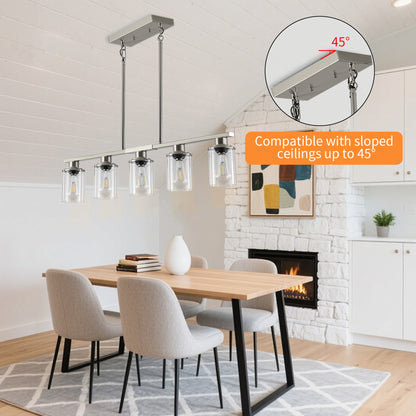 Taimei Aero 37 in. Industrial 5-Light Chandelier with Clear Glass Shades 6_db1240df-a793-4707-aa3b-69003fb80bc5