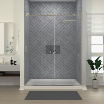 Niveal Luxe 60 in. W x 76 in. H Sliding Semi-Frameless Shower Door with Clear Glass