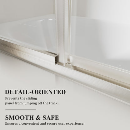 Nivorix Cleo 59 in. W x 56 in. H Sliding Framed Tub Door with Clear Tempered Glass