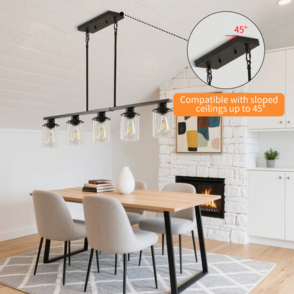 Taimei Aero 37 in. Industrial 5-Light Chandelier with Clear Glass Shades 6_e3715e64-879d-4995-95e6-ebc6dd62b802