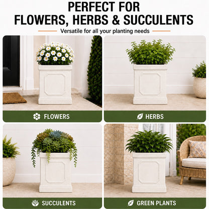Ellis 10.75 in. Indoor Outdoor Magnesium Oxide Planter with Drainage Hole Antique White