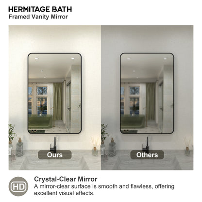 Zyphi 24 in. W x 36 in. H Rectangular Framed Wall Bathroom Vanity Mirror in Gun Grey