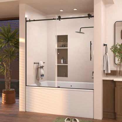 Eon 60 in. W x 60 in. H Sliding Semi-Frameless Tub Door with Clear Glass