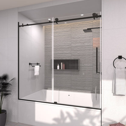 TaiMei 60 in. W x 60 in. H Sliding Semi-Frameless Tub Door 7051-6060-BL03_e8d8826f-16c5-4132-b021-6113451f69cf