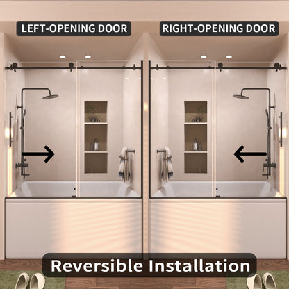 Eon 60 in. W x 60 in. H Sliding Semi-Frameless Tub Door with Clear Glass