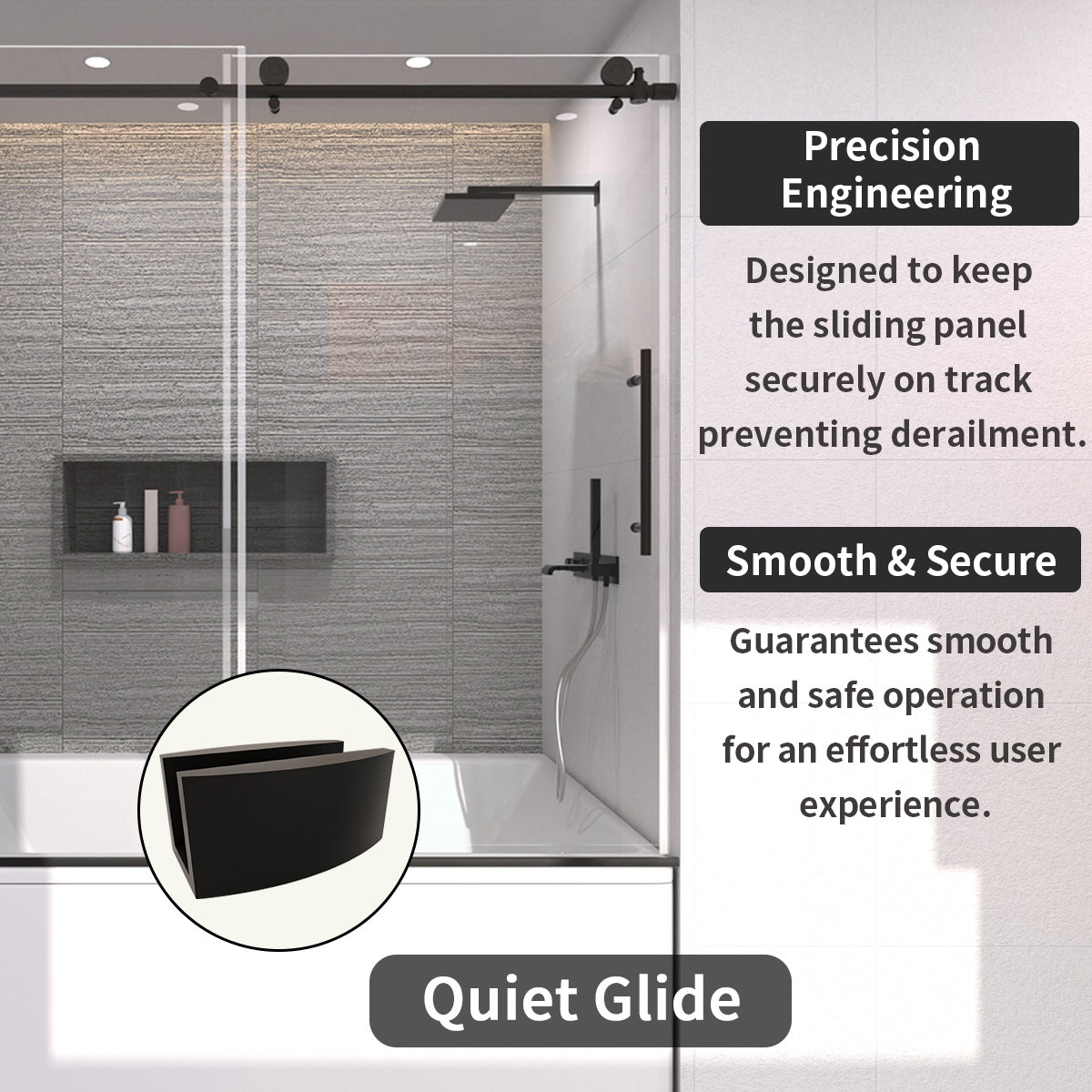 TaiMei 60 in. W x 60 in. H Sliding Semi-Frameless Tub Door with Clear Glass and Handles 7051-6060-BL09_285bbe68-809d-4eb8-85c3-edb512459425