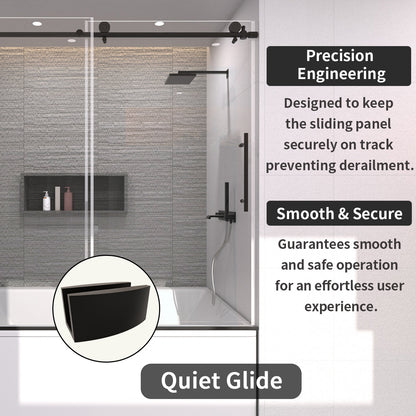 TaiMei 60 in. W x 60 in. H Sliding Semi-Frameless Tub Door with Clear Glass and Handles 7051-6060-BL09_285bbe68-809d-4eb8-85c3-edb512459425